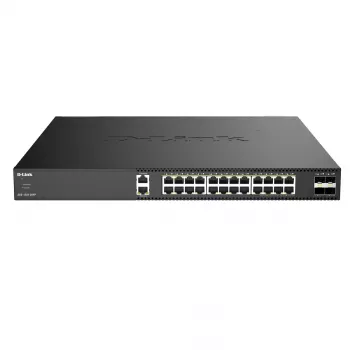 D-Link DXS-1250-28YP/E Smart Managed Multi-Gigabit PoE++ Switch su 4 x 25G SFP28 aukštynkrypčiais