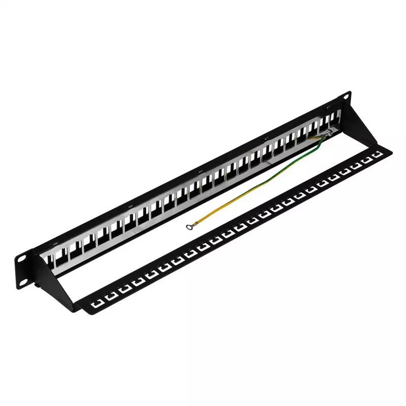 EFB paskirstymo skydas 19 inch 1U 24 prievadų ekranuotas Cat.6A juodas RAL9005