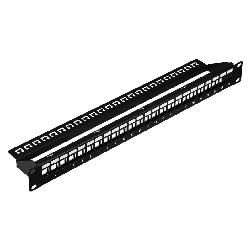 EFB paskirstymo skydas 19 inch 1U 24 prievadų ekranuotas Cat.6A juodas RAL9005