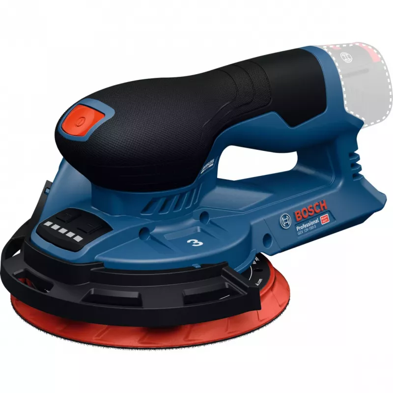 Bosch Professional GEX 12V-150-3 Belaidis atsitiktinės orbitos šlifuoklis (12V, 150 mm, bešepetėlis EC variklis, L-BOXX dėžutėje)