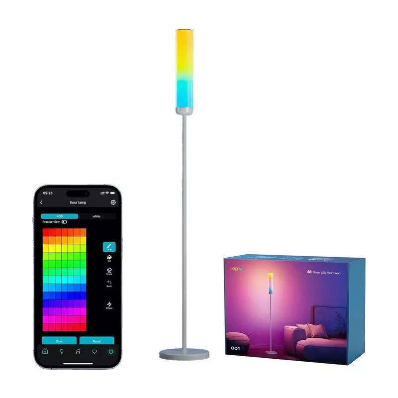Lepro O1 AI Floor Lamp - protingas toršeras, 2000 liumenų, RGB+CCT, Wi-Fi, veikia su Alexa/Google Assistant