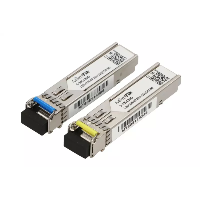 MikroTik SFP modulis S-3553LC20D, 1.25Gb/s, 20km, vienmodis, pora (T1310nm/R1550nm) + (T1550nm/R1310nm)