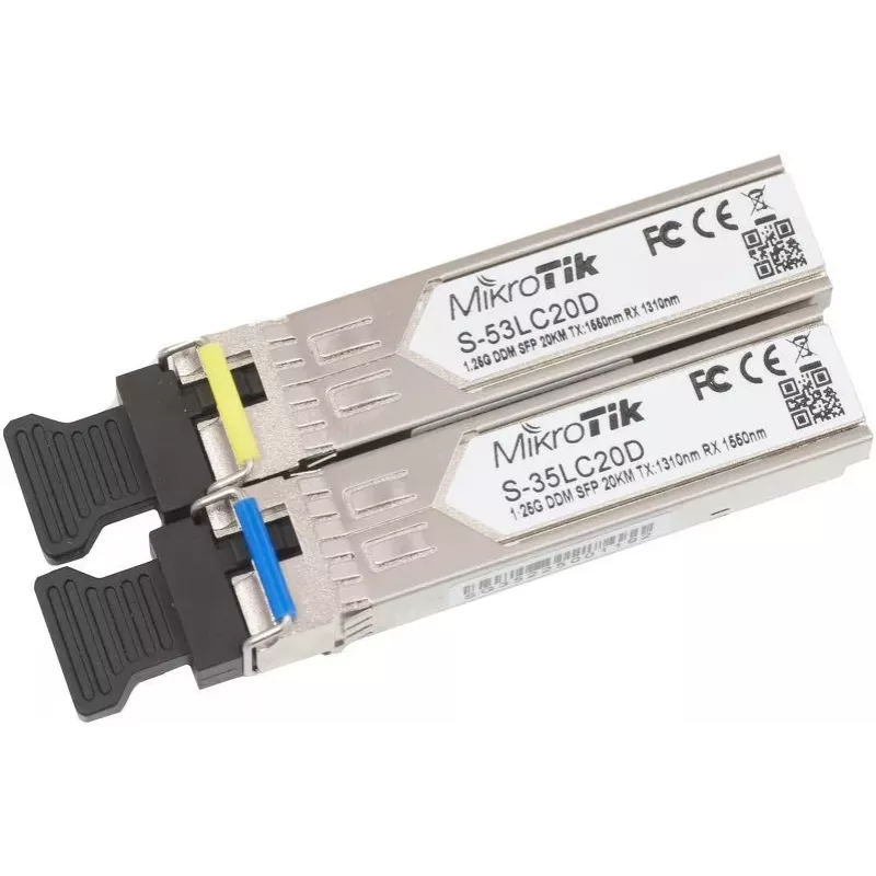 MikroTik SFP modulis S-3553LC20D, 1.25Gb/s, 20km, vienmodis, pora (T1310nm/R1550nm) + (T1550nm/R1310nm)