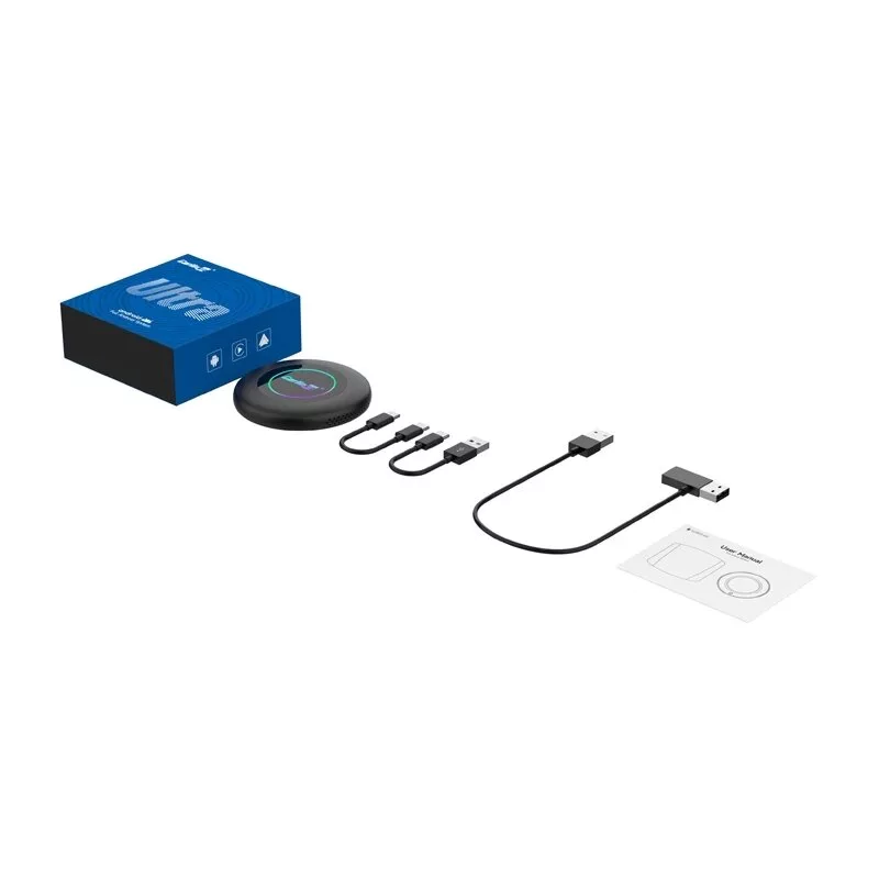Carlinkit TBOX ULTRA 2 belaidis adapteris, skirtas CarPlay / Android Auto, 8GB RAM, 128GB atminties