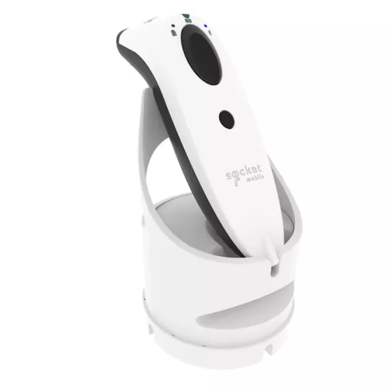 Socket Mobile SocketScan S720 nešiojamasis brūkšninių kodų skaitytuvas 1D 2D belaidis Bluetooth baltas su įkrovimo stotele