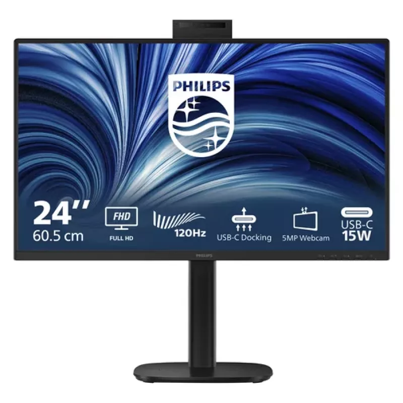 Philips 24B2U3301H 23.8 inch IPS Full HD Monitor - 75Hz, USB-C Hub, Built-in Webcam & Speakers