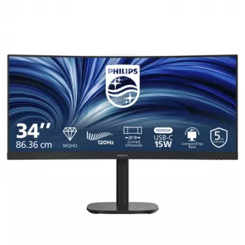 Philips 34B2N3500C 34 colių lenktas VA LCD monitorius UWQHD 3440x1440 120Hz 1500R DisplayHDR 400 USB-C 65W