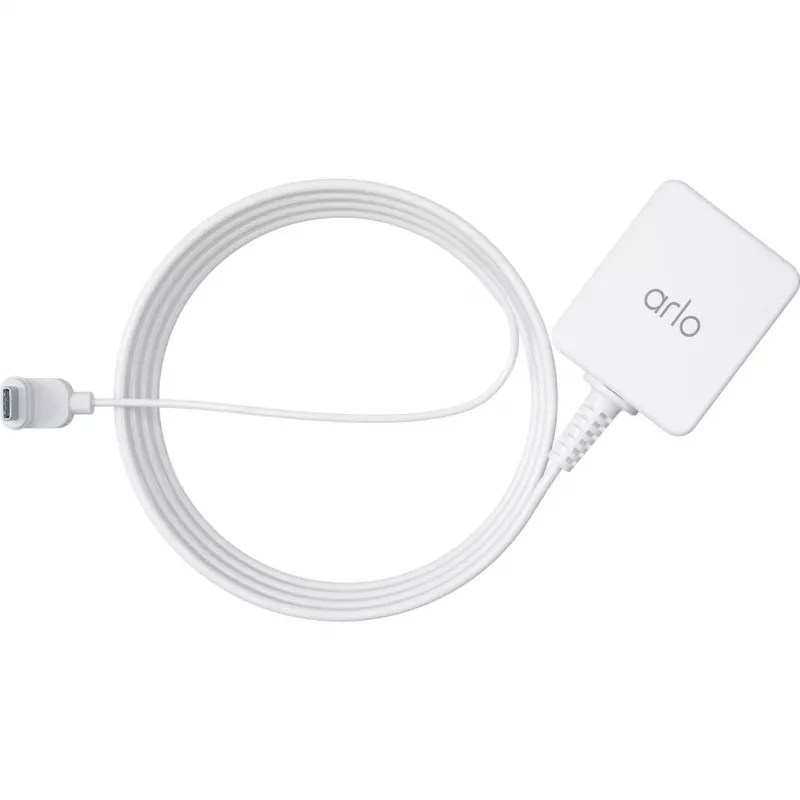 ARLO USB įkrovimo adapteris su Euro kištuku į USB-C, 7,6 m, lauko, baltas