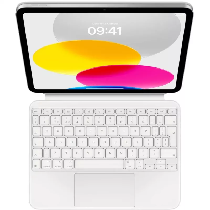 Apple Magic Keyboard Folio su Trackpad - britų anglų (QWERTY) - balta - skirta iPad (10 kartos)