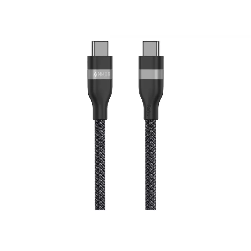 Anker USB C į USB C 240W Upcycled-Braided Greito Įkrovimo Laidas A82E2 (1,8 m, Juoda)
