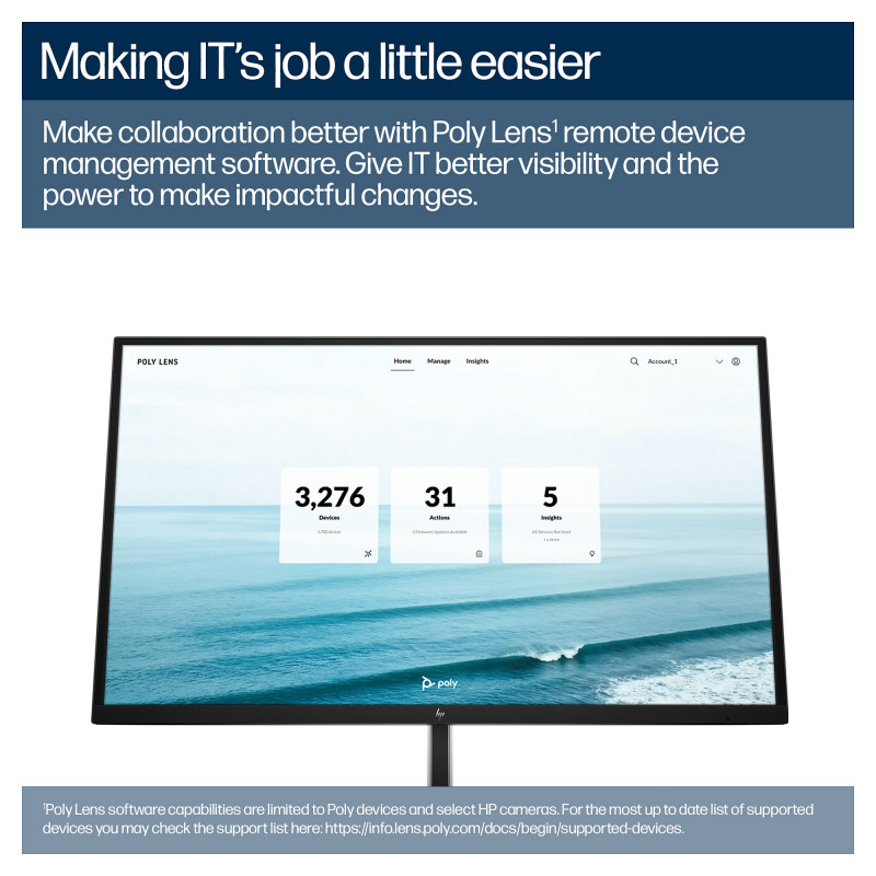 Poly Studio E60 PTZ konferencinė kamera – 4K UHD, dviguba 8MP, PoE+