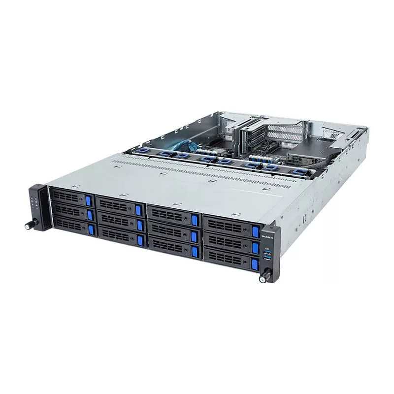 Giga Computing GigaByte R263-S30-AAH2 2U Rackmount Server Barebone, 12x 3,5 inch/2,5 inch Hot-Swap Bays, 2x 1300W Redundant PSU, Intel C236, LGA 1151