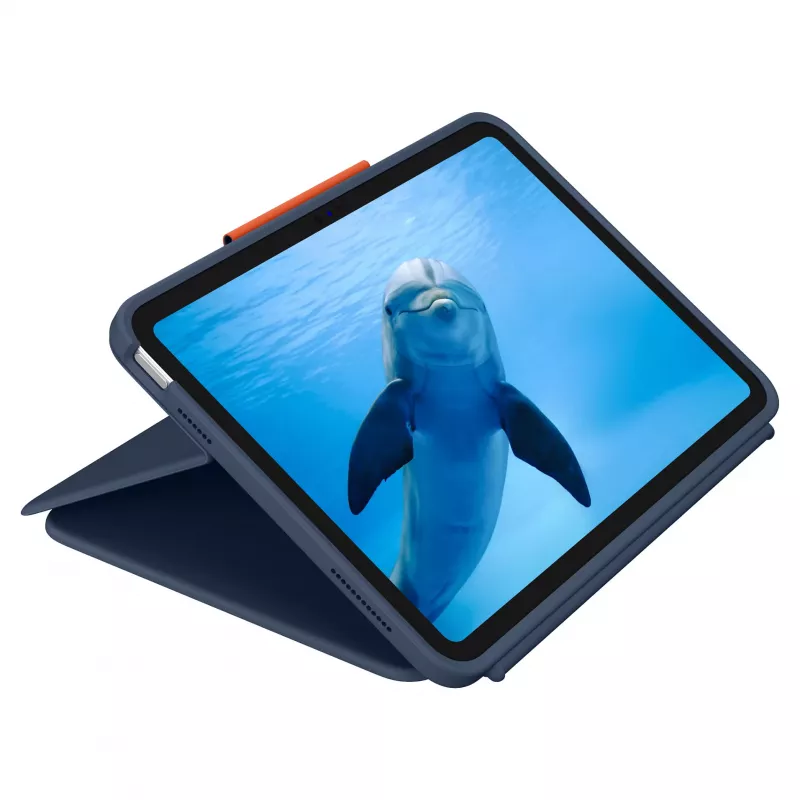 Logitech Rugged Combo 4 Touch klaviatūros dėklas su jutikliniu kilimėliu, skirtas Apple iPad 10-osios kartos – Classic Blue – Pan Nordic QWERTY