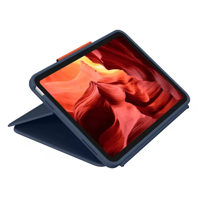 Logitech Rugged Combo 4 Touch klaviatūros dėklas su jutikliniu kilimėliu, skirtas Apple iPad 10-osios kartos – Classic Blue – Pan Nordic QWERTY