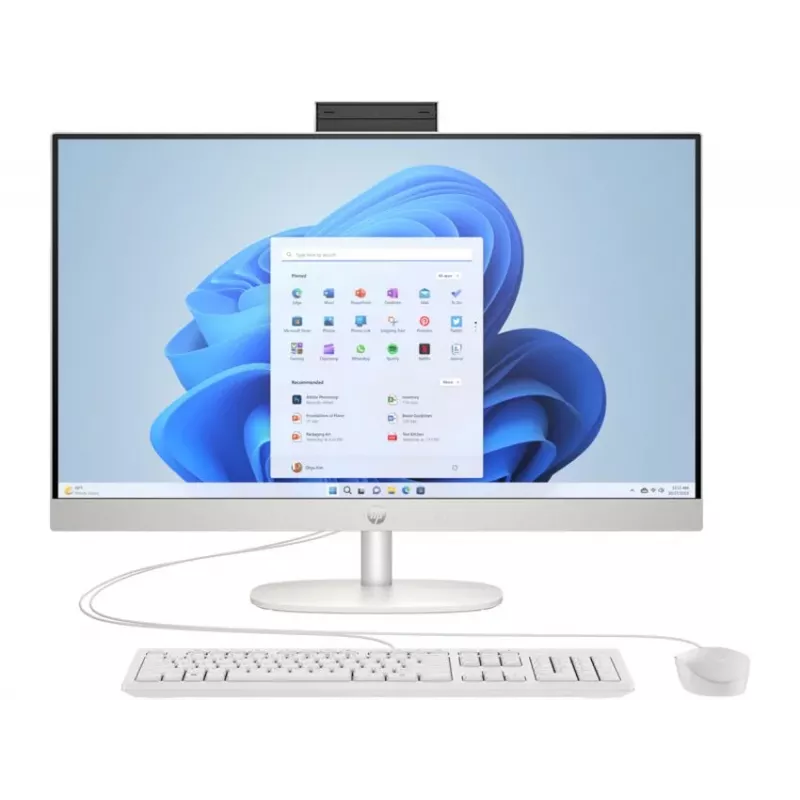 HP All-in-One 27-cr0042nf stalinis kompiuteris, AMD Ryzen 5 7520U, 16 GB RAM, 512 GB SSD, 27 colių Full HD IPS ekranas, Windows 11 Home, baltas (atnaujinta prekė)