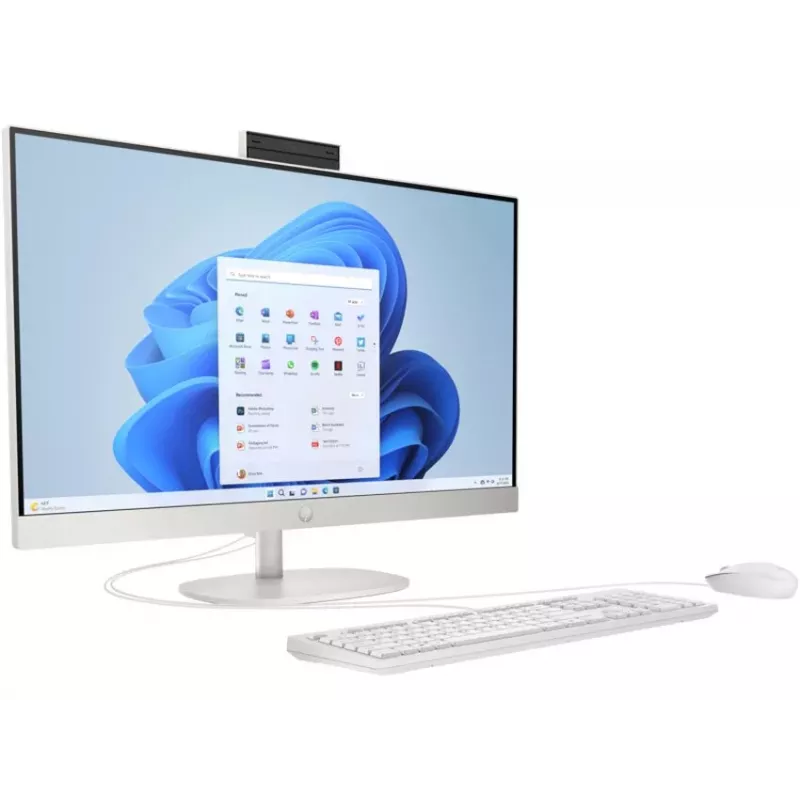 HP All-in-One 27-cr0042nf stalinis kompiuteris, AMD Ryzen 5 7520U, 16 GB RAM, 512 GB SSD, 27 colių Full HD IPS ekranas, Windows 11 Home, baltas (atnaujinta prekė)