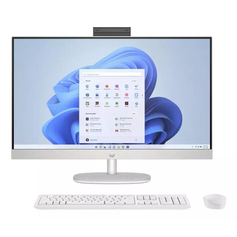 HP All-in-One 27-cr0045nf stalinis kompiuteris, AMD Ryzen 7 7730U, 16 GB RAM, 512 GB SSD, 27 colių Full HD IPS ekranas, Windows 11 Home, baltas (atnaujinta prekė)
