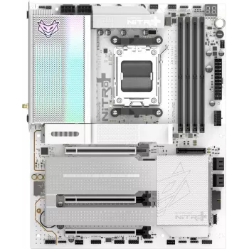 SAPPHIRE NITRO+ X870EA PHANTOMLINK P.E pagrindinė plokštė, AMD X870E, Socket AM5, DDR5, Wi-Fi 7, balta/juoda