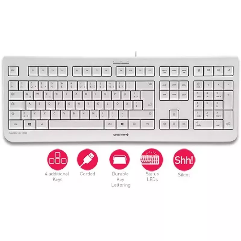 Cherry KC 1000 klaviatūra - Pan Nordic - šviesiai pilka