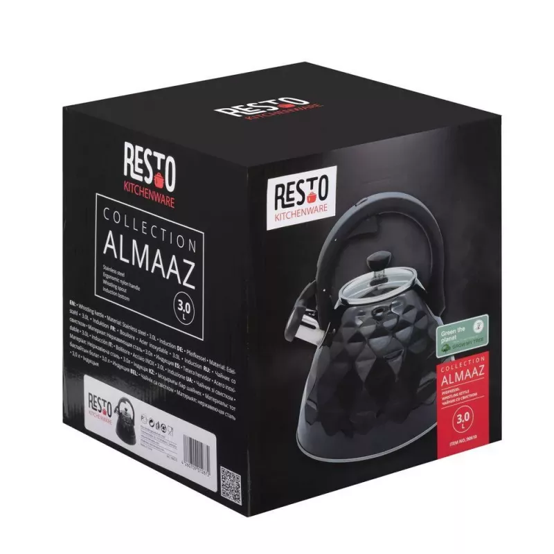 RESTO Whistling Kettle 3L Nerūdijantis Plienas Sidabrinis/Juodas 90610