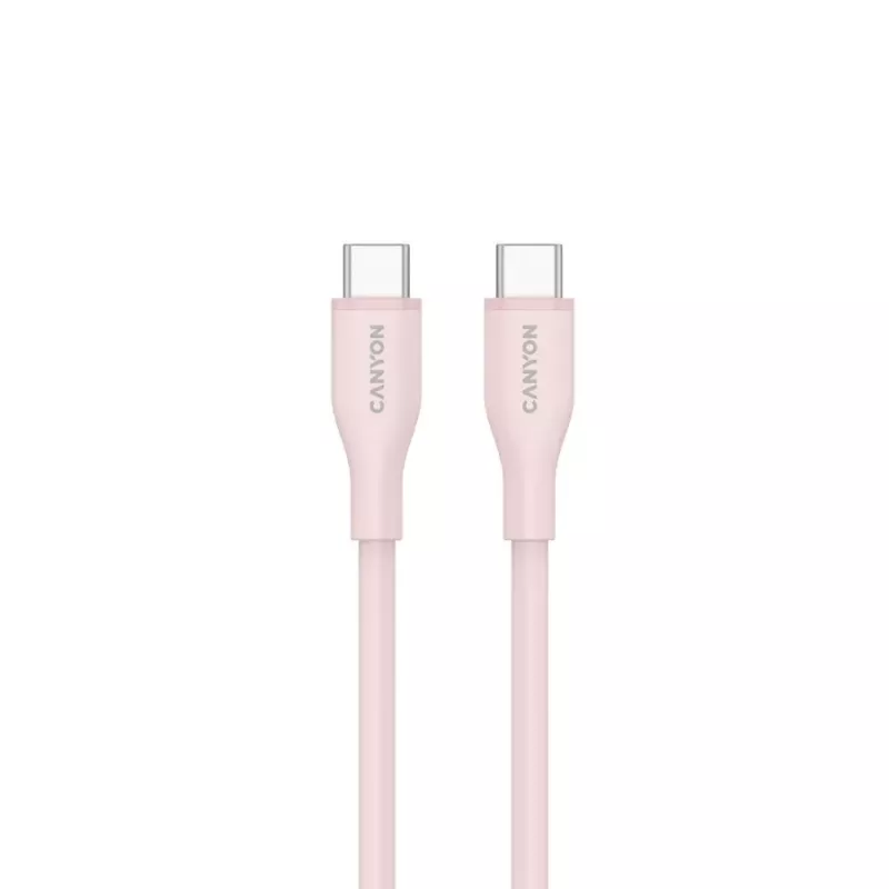 CANYON USB-C į USB-C laidas 60W 1m Silikoninis Pink Sand