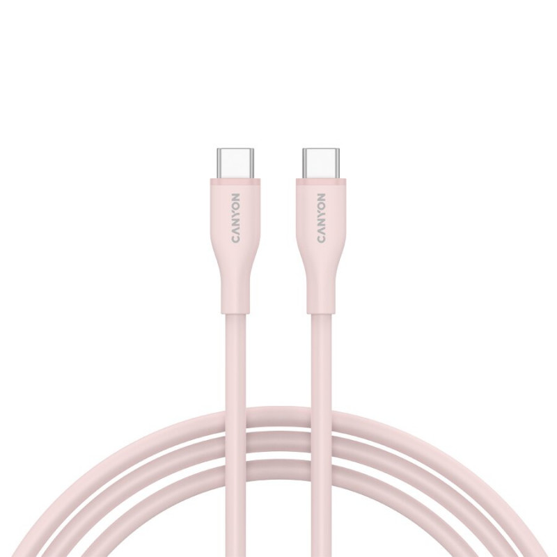 CANYON USB-C į USB-C laidas 60W 1m Silikoninis Pink Sand