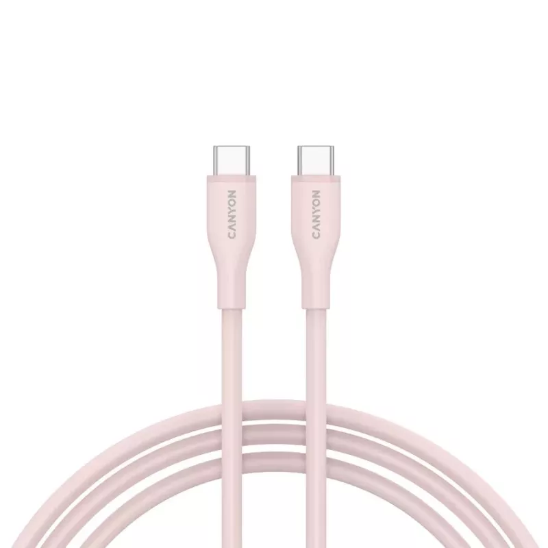 CANYON USB-C į USB-C laidas 60W 1m Silikoninis Pink Sand
