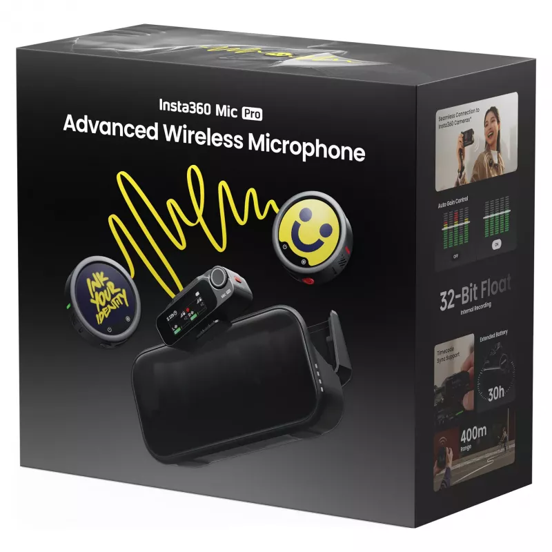 Insta360 Mic Pro (2 TX + 1 RX) – Skaitmeninė belaidė mikrofonų sistema