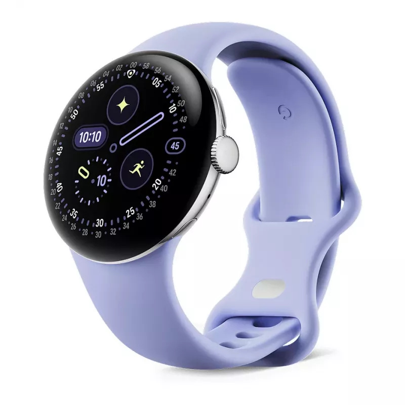 Google Pixel Watch 4 - 41 mm - Polished Silver Aluminium - Iris Active Band - Wear OS Smartwatch