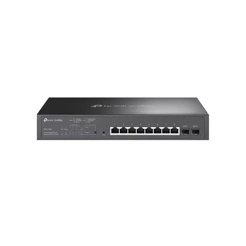TP-LINK TL-SG2210MP Smart Managed Layer 2+ Switch, 8 prievadų Gigabit PoE+ su 2 SFP lizdais, 150W PoE biudžetas, montuojamas į stelažą