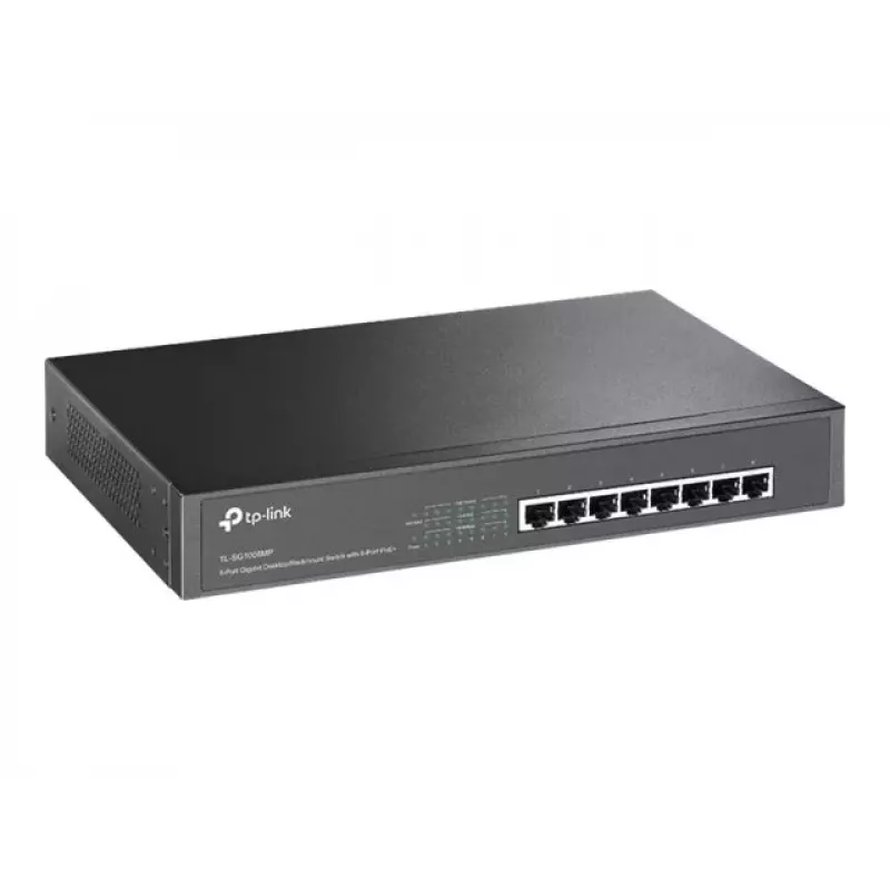 TP-Link TL-SG1008MP Nevaldomas Gigabit Ethernet PoE+ jungiklis (8 prievadai, 126W biudžetas, juoda spalva)