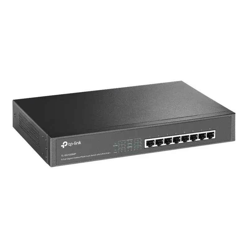 TP-Link TL-SG1008MP Nevaldomas Gigabit Ethernet PoE+ jungiklis (8 prievadai, 126W biudžetas, juoda spalva)