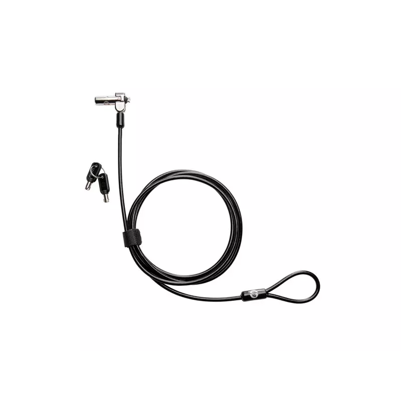 HP Nano MK Lock - Raktinis kabelio užraktas, skirtas Kensington Nano Security Slot, 1,83 m cinkuoto plieno kabelis, juoda/sidabrinė