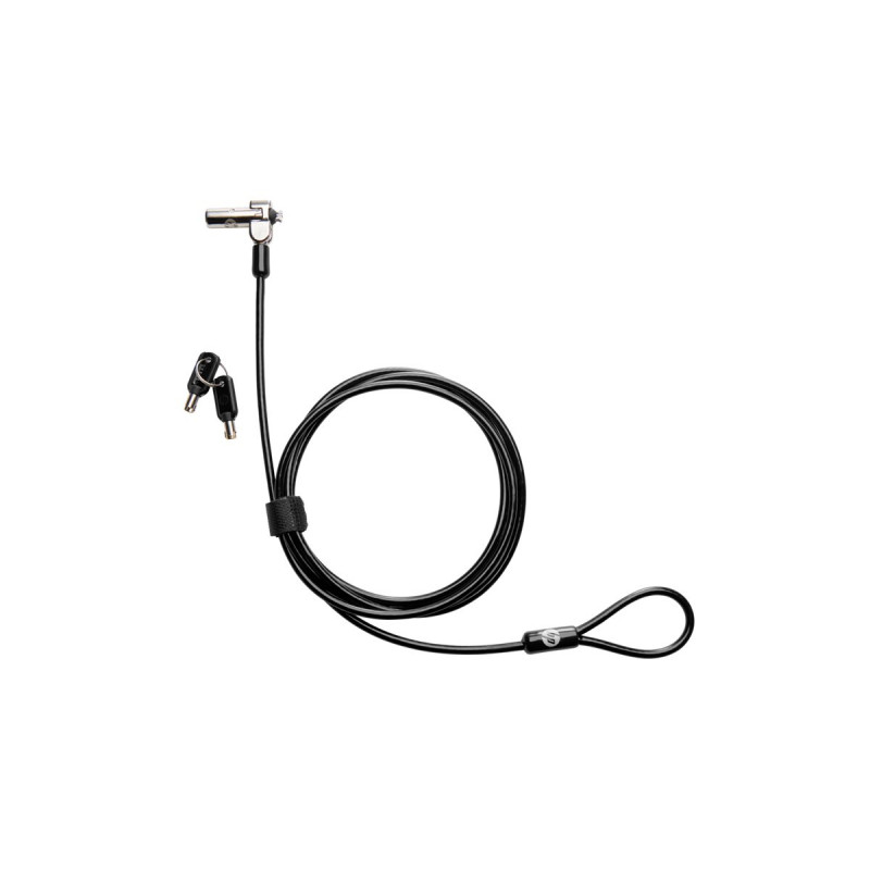 HP Nano MK Lock - Raktinis kabelio užraktas, skirtas Kensington Nano Security Slot, 1,83 m cinkuoto plieno kabelis, juoda/sidabrinė