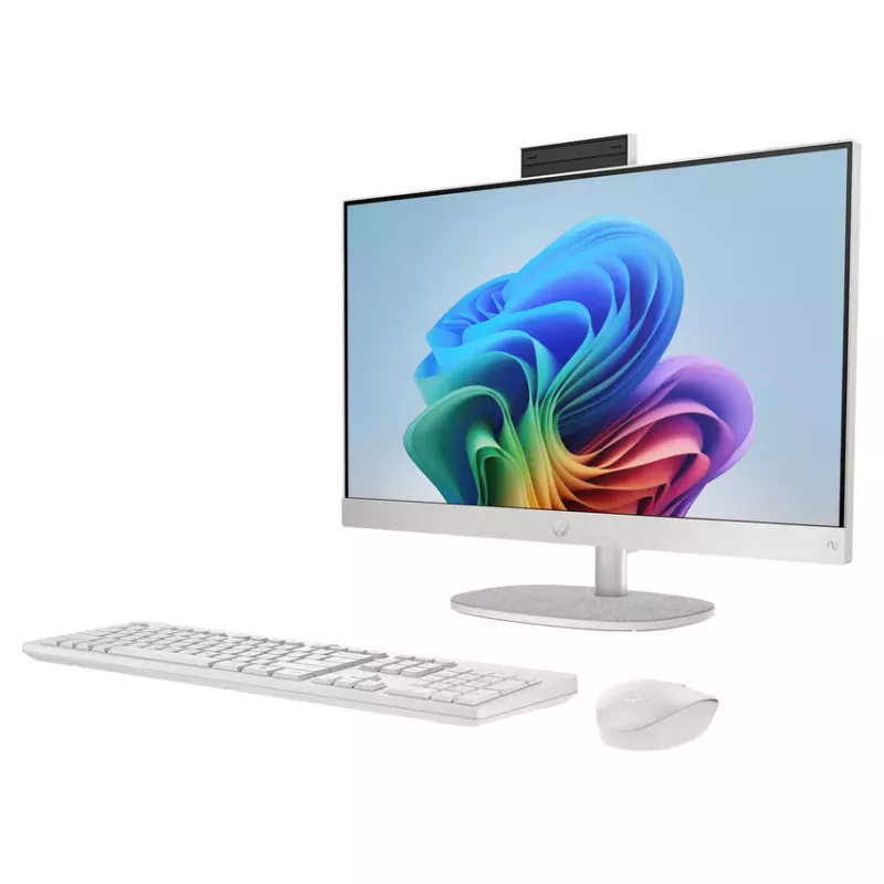 HP All-in-One NGAI 24-ct2001na stalinis kompiuteris, AMD Ryzen 5 8500G, 16 GB DDR5, 512 GB SSD, 23,8 inch FHD IPS, Windows 11 Home, Snow White