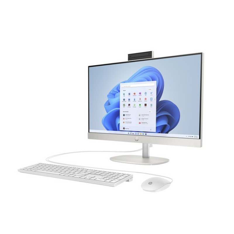 HP All-in-One 24-cr0065na stalinis kompiuteris, AMD Ryzen 7 7730U, 16 GB RAM, 1 TB SSD, 23,8 col. FHD ekranas, Windows 11 Home, natūraliai sidabrinis