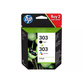 HP 303 Originali rašalo kasetė juoda/trispalvė, 2 vnt. pakuotė