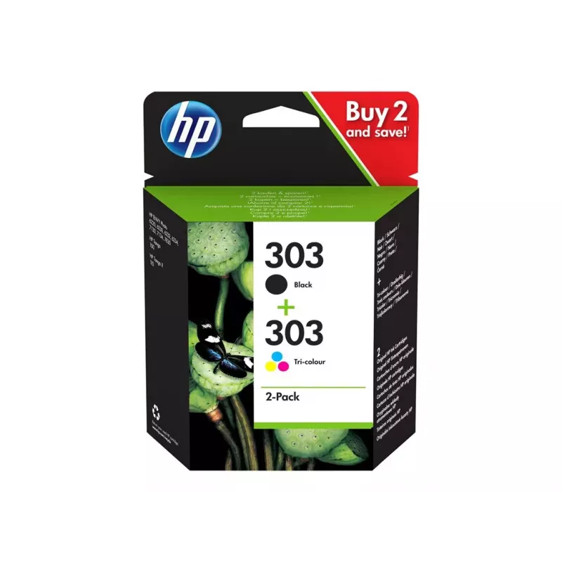 HP 303 Originali rašalo kasetė juoda/trispalvė, 2 vnt. pakuotė