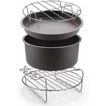 TEFAL Easy Fry priedų rinkinys, skirtas OBH Nordica XXL oro gruzdintuvų modeliams – kepimo forma, iešmų stovas, 5 iešmai