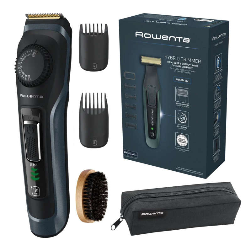 Rowenta Beard Trimmer TN3804E0 Virtuo Cordless 39 Length Steps Black/Blue