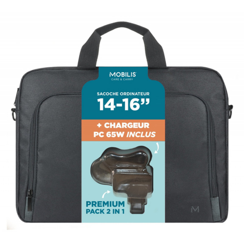Mobilis TheOne Briefcase Toploading 14-16 + 65W Laptop Charger