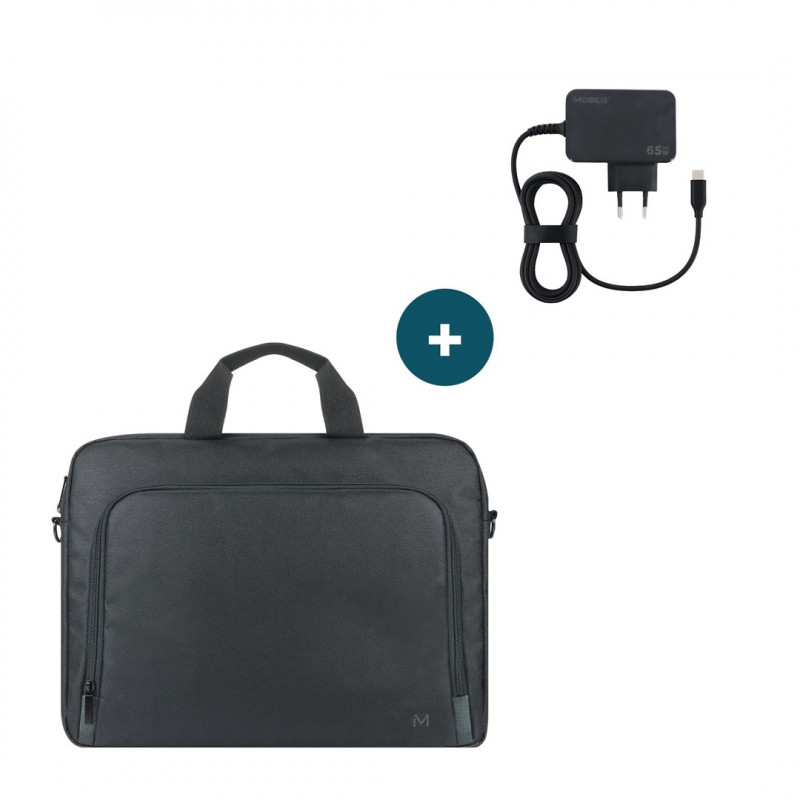 Mobilis TheOne Briefcase Toploading 14-16 + 65W Laptop Charger