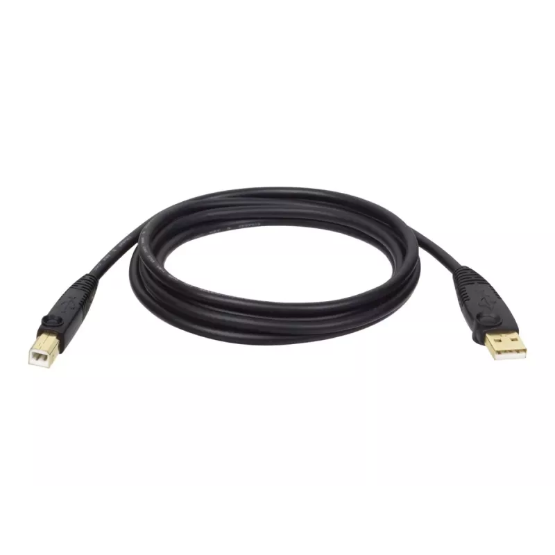 Tripp Lite U022-015 USB 2.0 Hi-Speed A/B įrenginių kabelis, ekranuotas, kištukas/kištukas, 15 ft (4,57 m), juodas