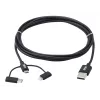 Eaton Tripp Lite Series Universal USB-A to Lightning, USB Micro-B ir USB-C Sync/Charge kabelis (M/3xM), MFi sertifikuotas, juodas, 6 ft. (1,8 m)