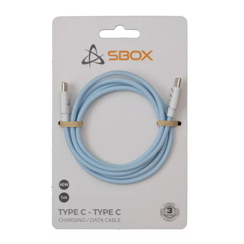 SBOX USB-C į USB-C laidas 1m mėlynas – įkrovimas ir duomenų sinchronizavimas