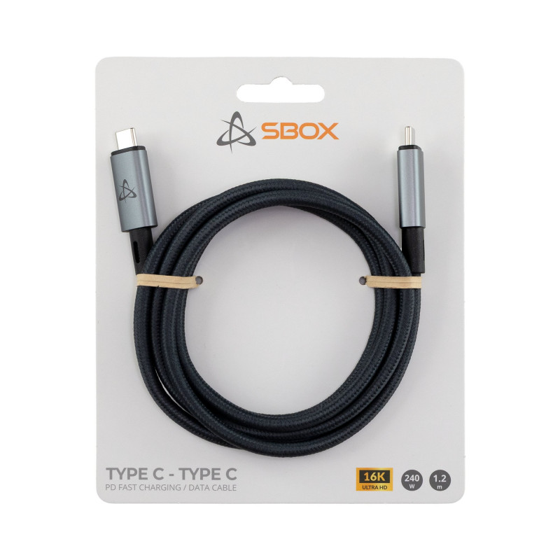 SBOX USB-C į USB-C laidas 1,2m 240W 80 Gbps 16K/60Hz