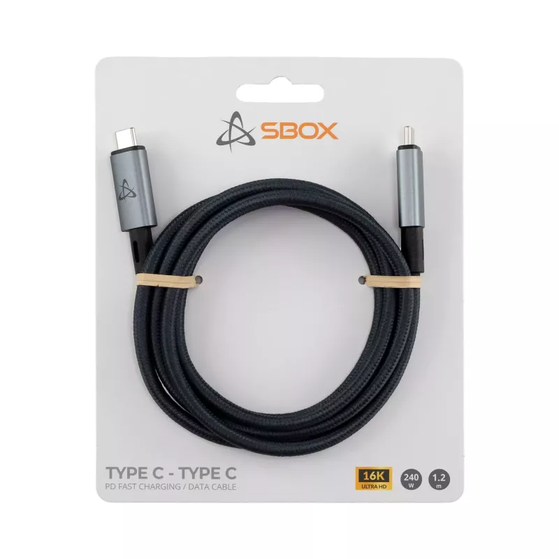 SBOX USB-C į USB-C laidas 1,2m 240W 80 Gbps 16K/60Hz