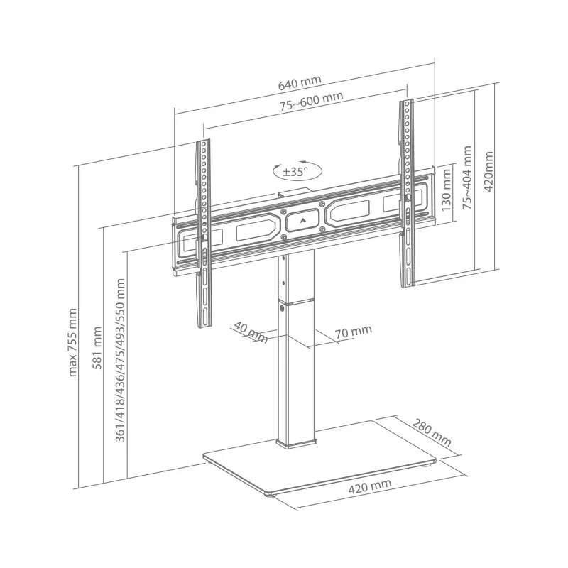 SBOX FS-306 LED TV Floor Mount (37-75 inch)