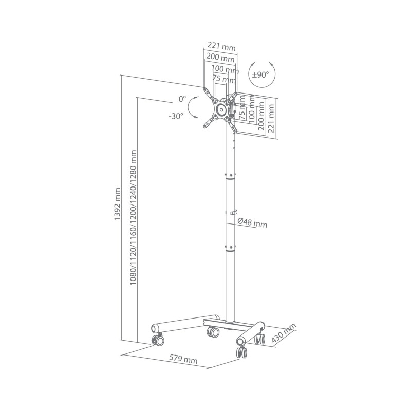 SBOX FS-622 LED TV Floor Mount 32-65 inch Black