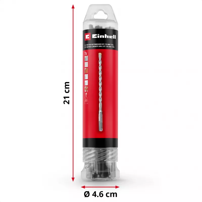 EINHELL-KWB SDS-plus gręžtuvų plaktukinių grąžtų rinkinys, Ø 6-14 mm (7 vnt., 210 mm)
